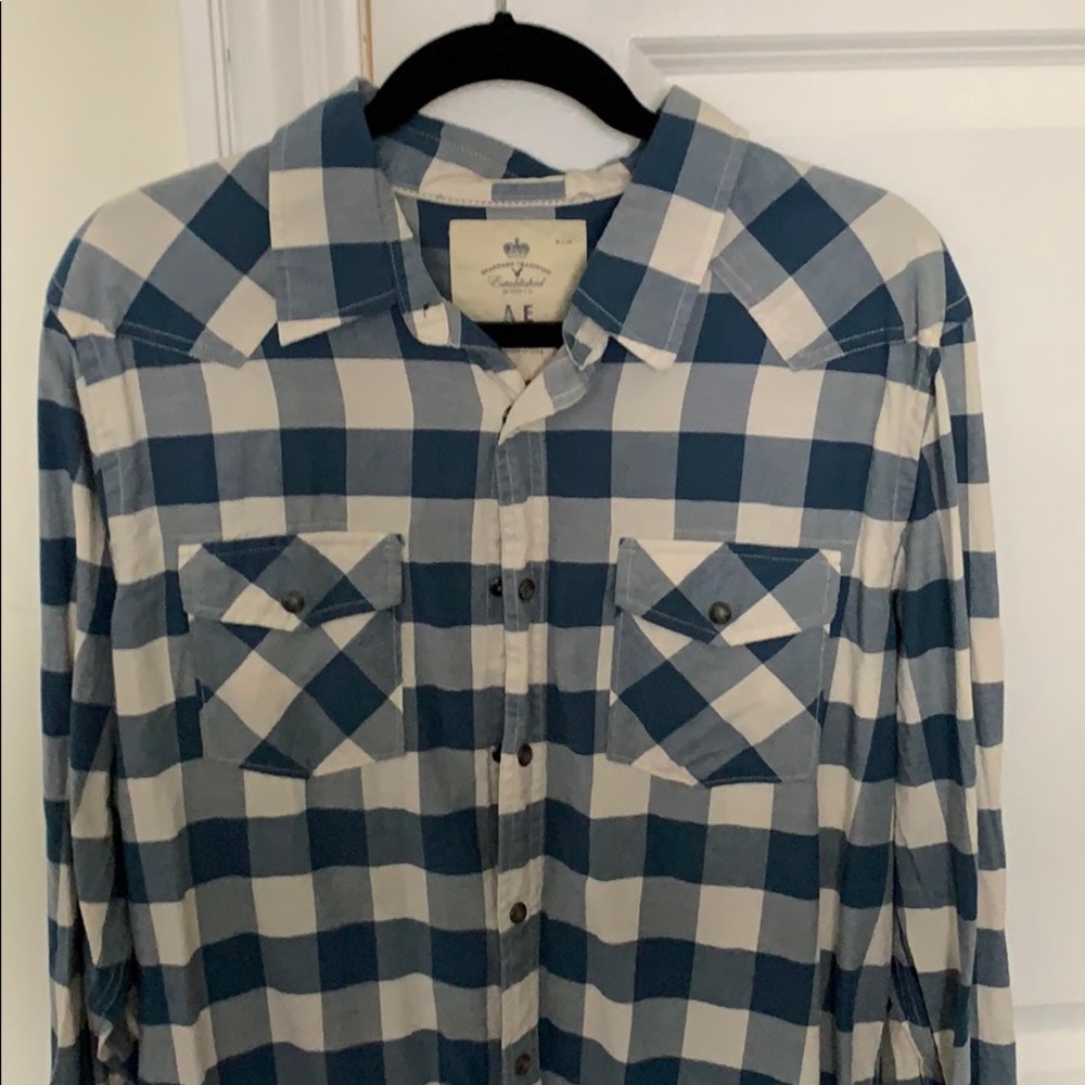 Men’s XL American Eagle blue checkered shirt
